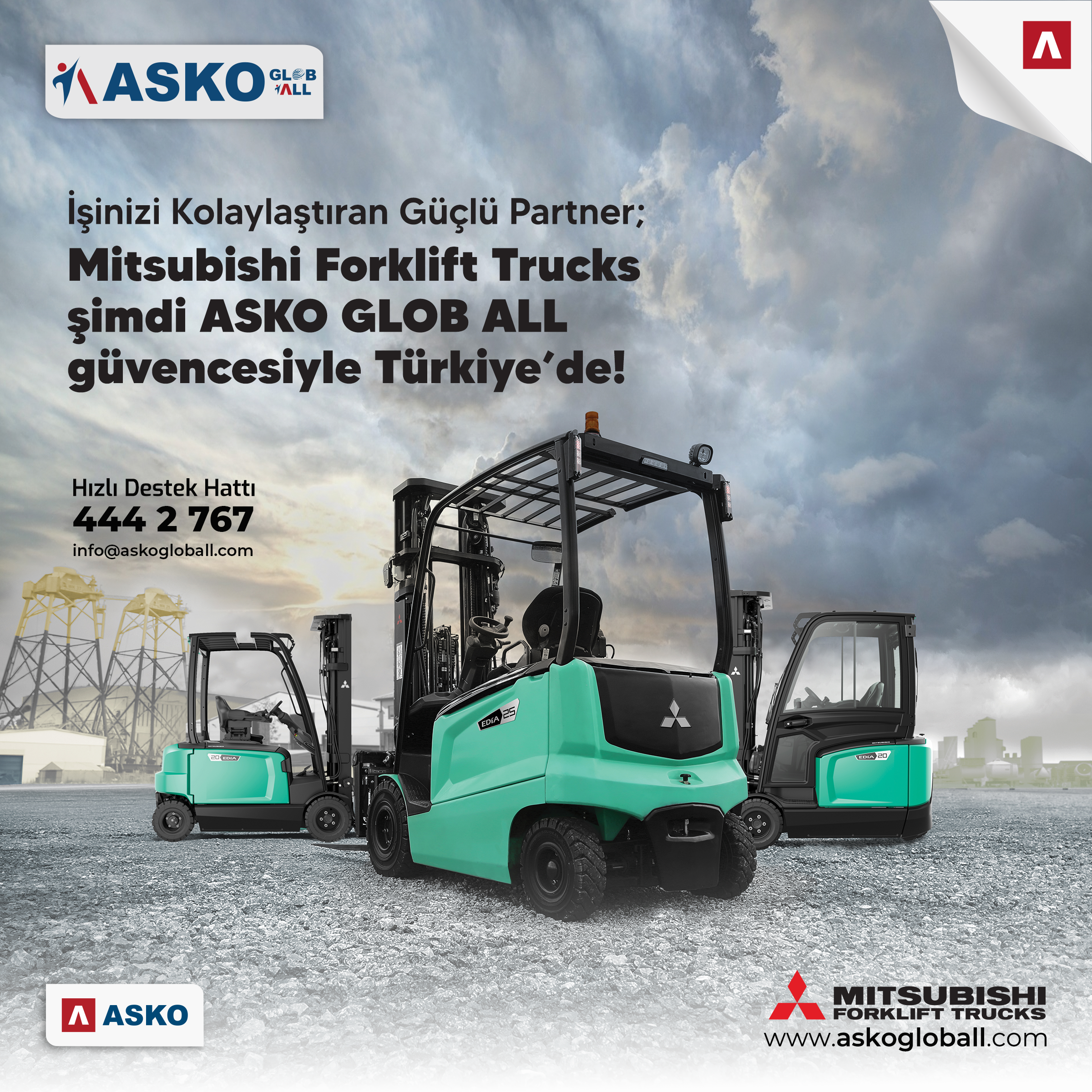 Mitsubishi Forklift, ASKO Glob All   Güvencesi İle Türkiye’de 