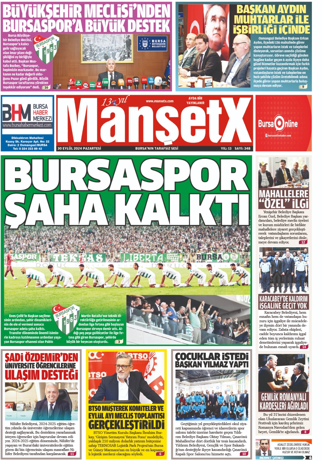 MANŞETX GAZETESİ'NİN 13.YIL 348. EYLÜL SAYILARI ÇIKTI